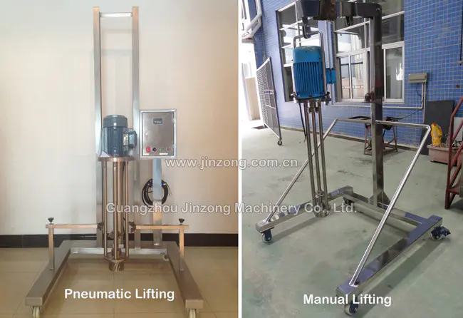 Pneumatic Lift Homogenizer Disperser for Making Cosmetic Products