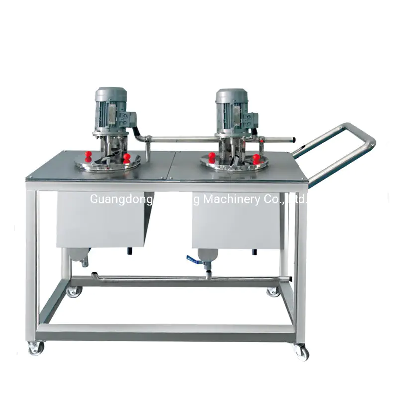 Moveable Water and Oil Vessels for Small Scale Vacuum Emulsifying Mixer